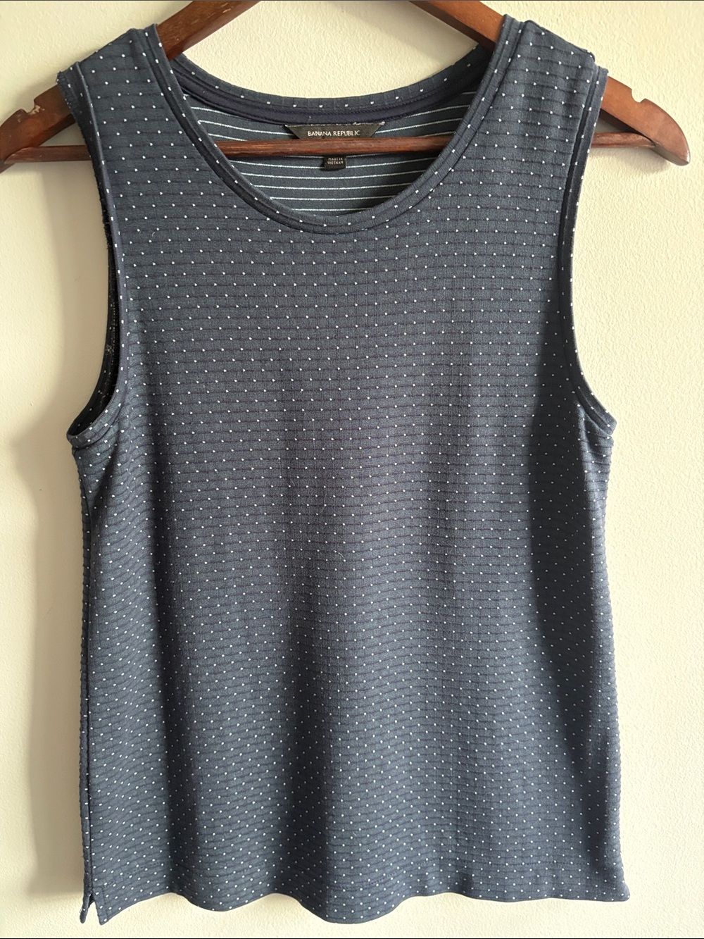 Banana Republic Navy Textured Dot Tank Top XS Sleeveless